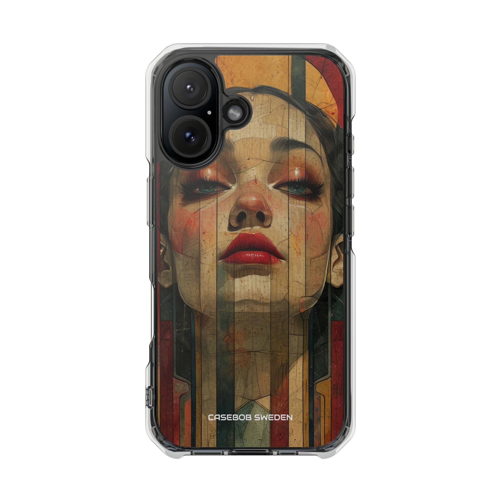 Bold Art Deco Portrait - Clear Impact iPhone 16 Phone Case