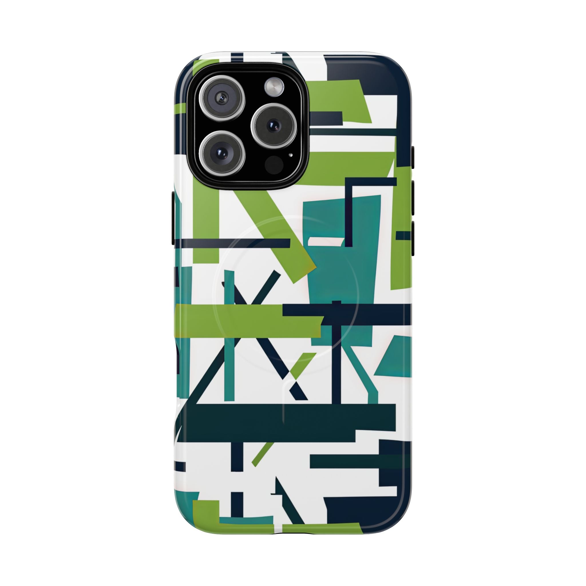 Green Geometry Glide iPhone 16  Tough+ Phone Case