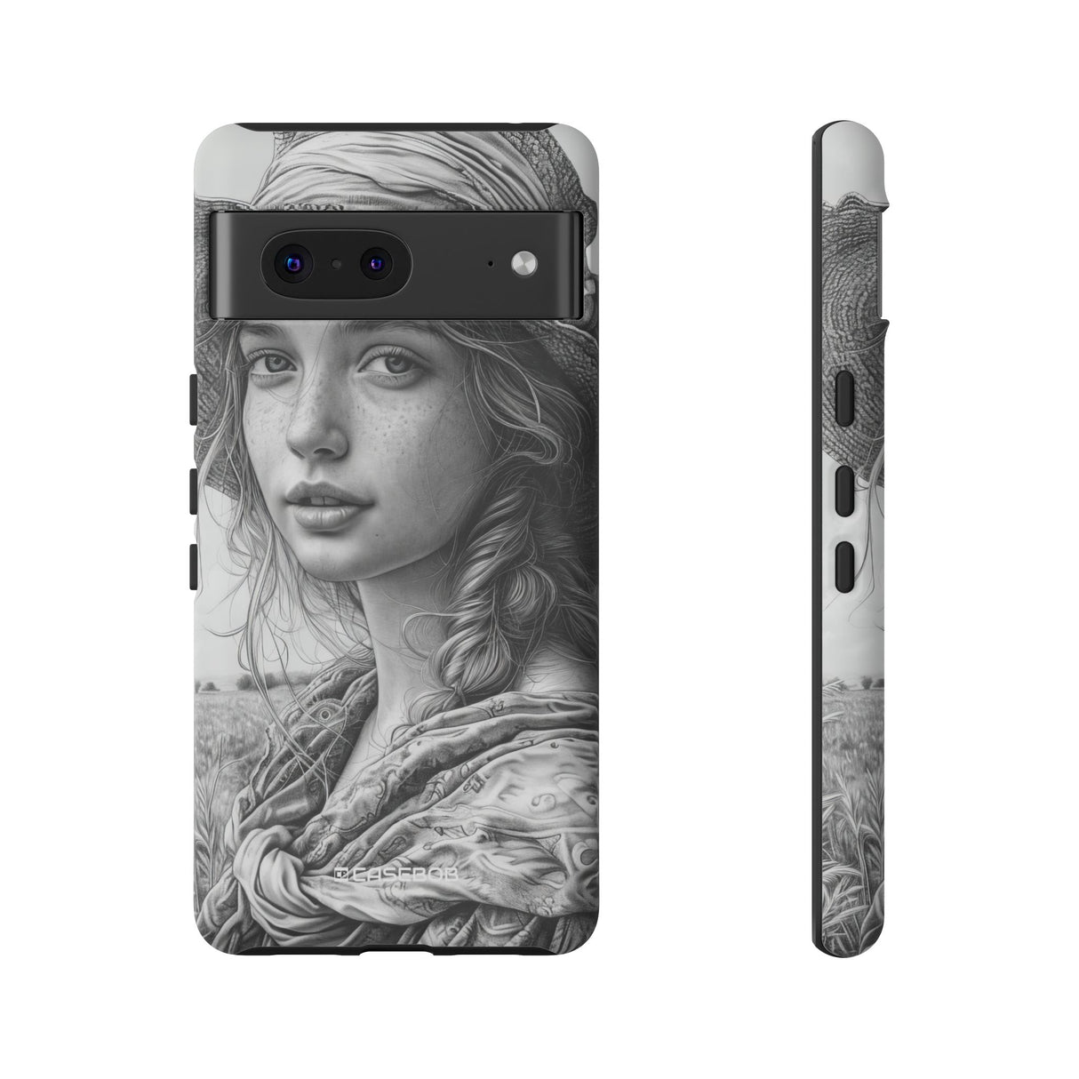 Serene Sketch Portrait | Protective Phone Case for Google Pixel