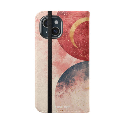 Golden Crescents Crimson - iPhone 15 Case - Wallet