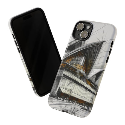 Architectural Curves in Line Formation iPhone 15 - Tough Phone Case