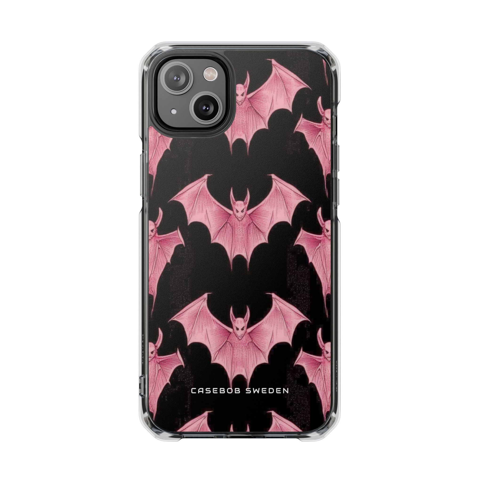 Gothic Pink Bats Aflame iPhone 14 - Transparente, stoßfeste Handyhülle