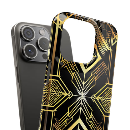 Golden Geometric Opulence iPhone 15 - Slim Phone Case