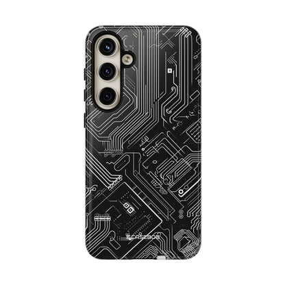 Circuitry Dreams: Abstract Black Design - For Samsung S24