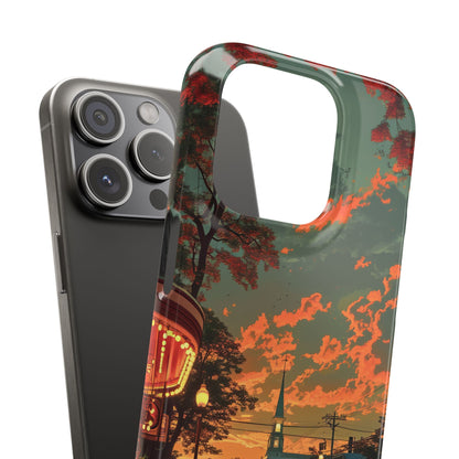 Mid-Century Nostalgia Streetscape iPhone 15 - Slim Phone Case