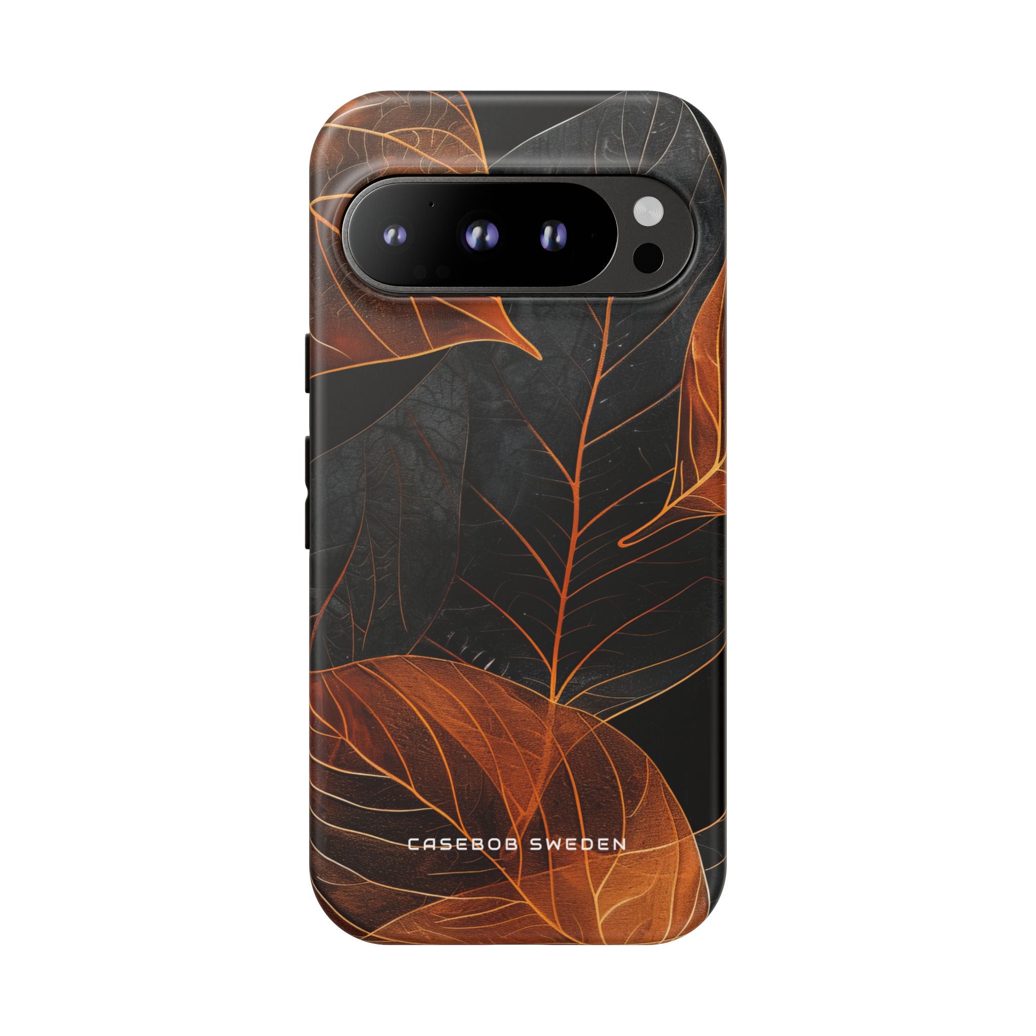 Vivid Orange Leaves on Deep Black Google Pixel 9 - Tough Phone Case