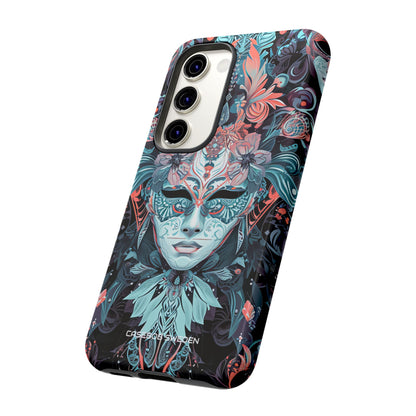 Mystic Teal Coral Mask - Tough Samsung S23 Phone Case