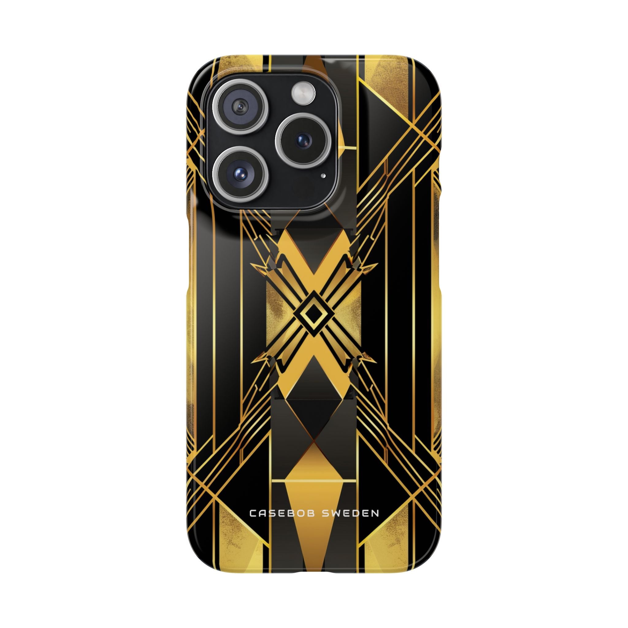 Golden Geometric Elegance iPhone 15 - Slim Phone Case