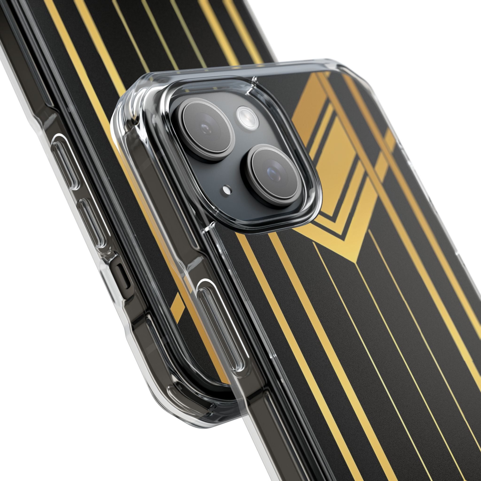 "Golden Art Deco Symmetry in Geometric Elegance" iPhone 15 - Clear Impact Phone Case