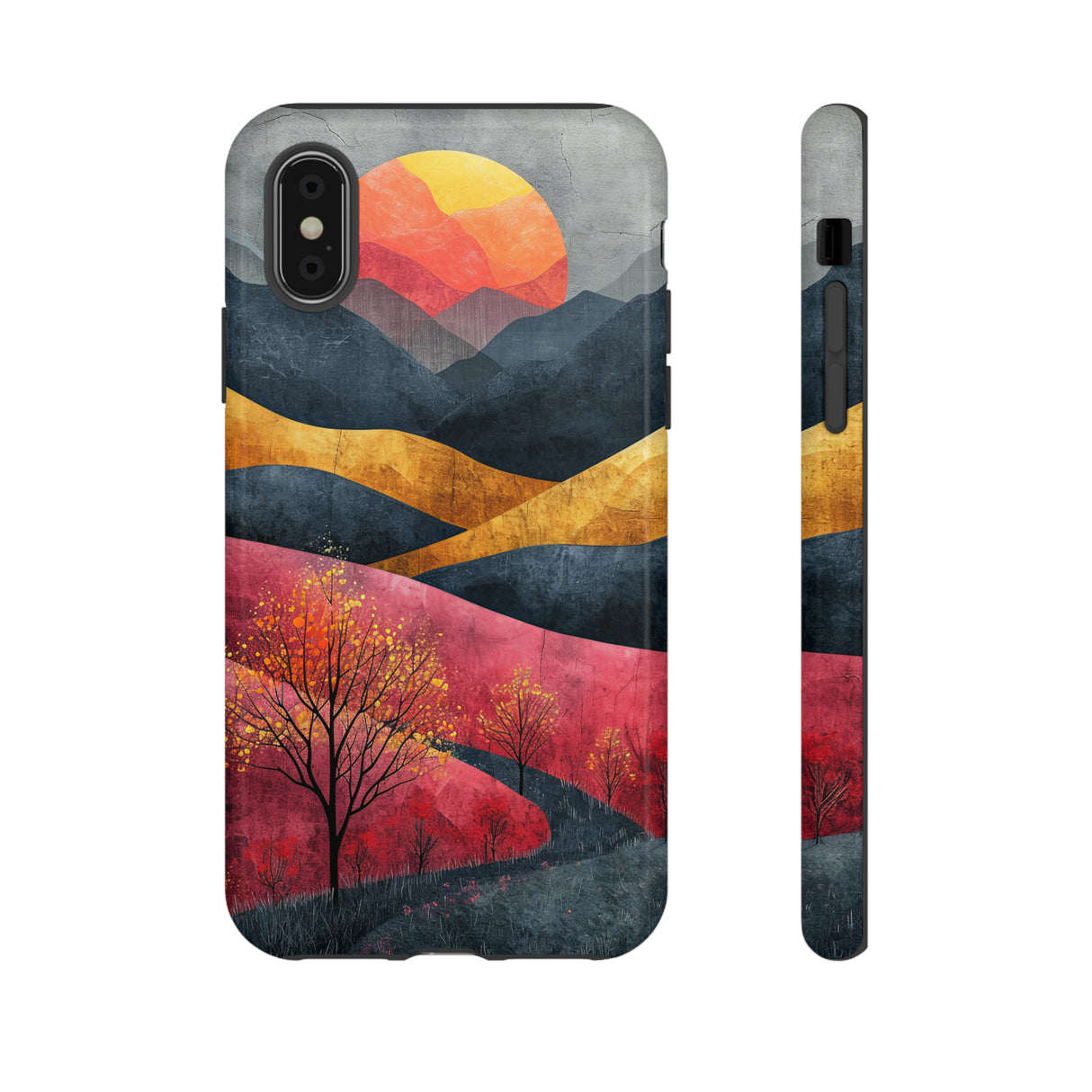 Nature's Geometry: Bright Sunset Mountain - Protective Phone Case