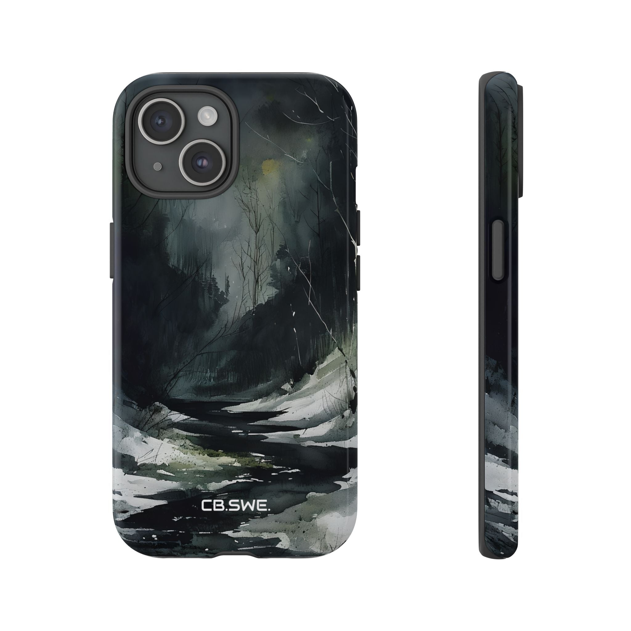 Moody Winter Landscape Watercolor Art Phone Cover iPhone 15 - Tough