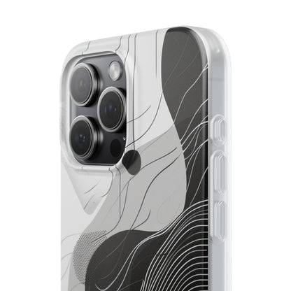 Fluid Rhythms: Monochrome Line Flow iPhone 15 - Flexi Phone Case