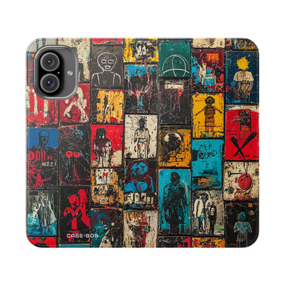 Portrait Grid Crimson - iPhone 16 Plus Case - Wallet