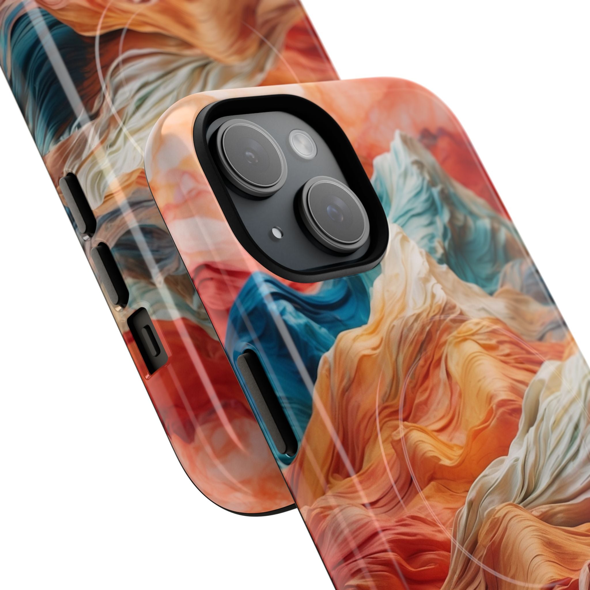 Fabric Peaks Cream iPhone 15 Case - Tough+