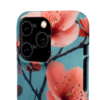 Teal Coral Blossom - Slim iPhone 14 Phone Case