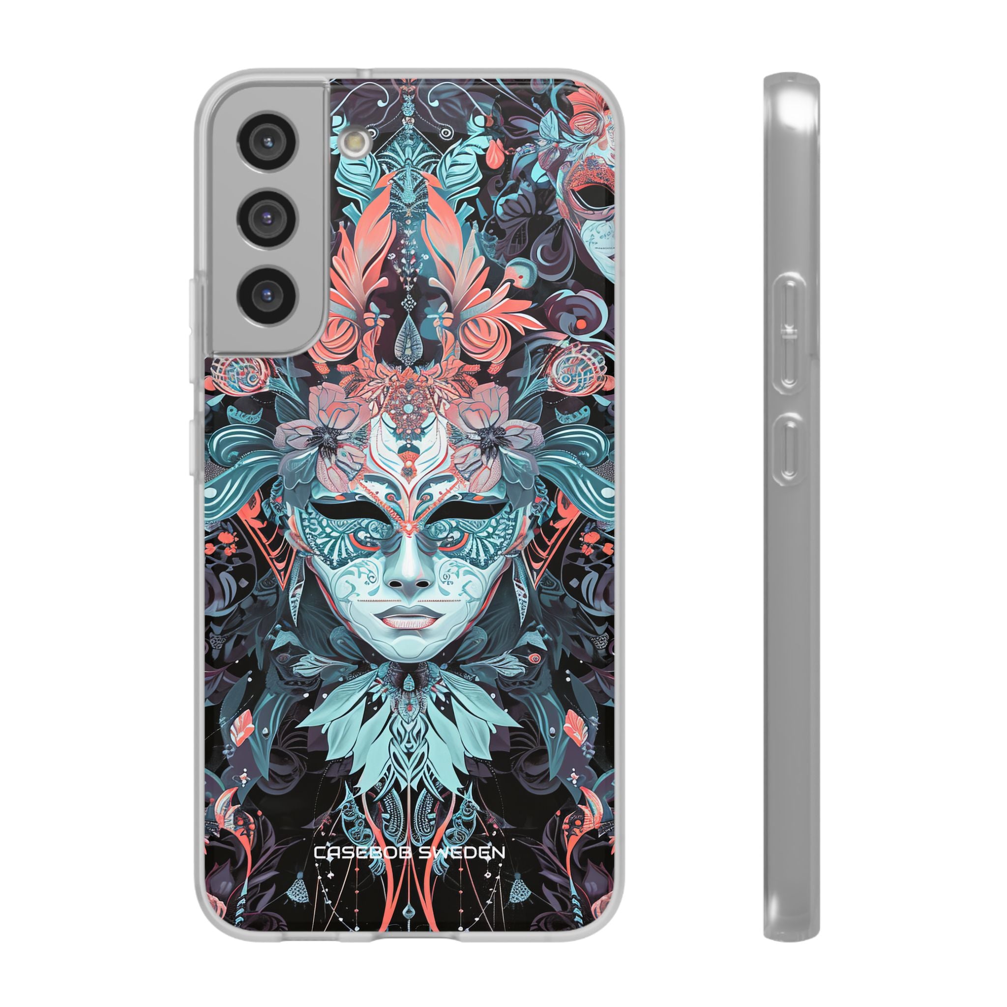 Mystic Teal Coral Mask - Flexi Samsung S22 Phone Case