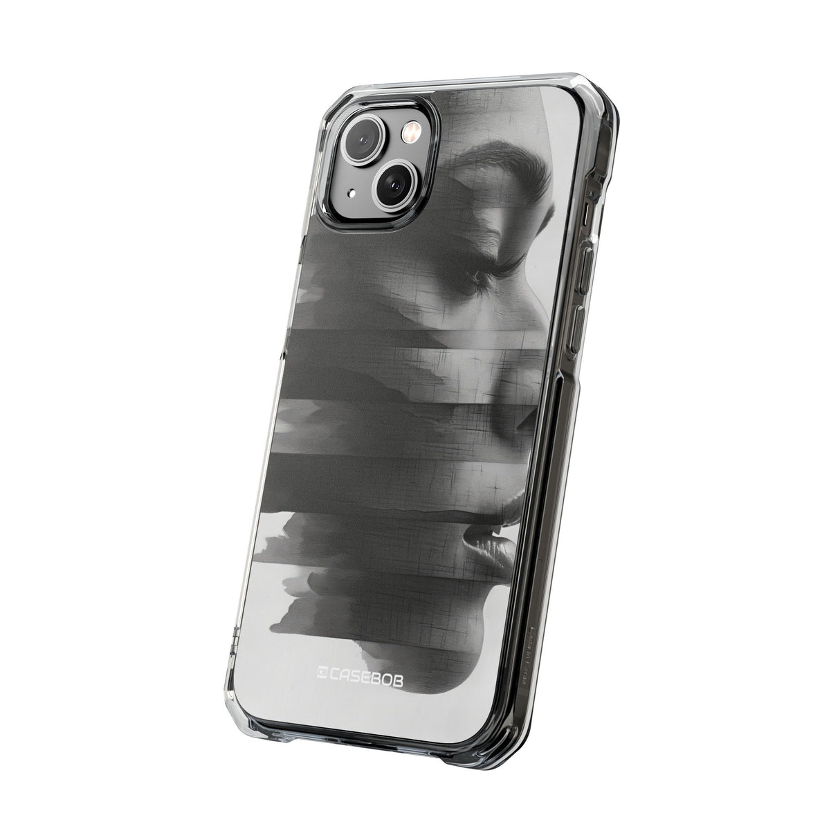 Abstract Glitch Portrait - Phone Case for iPhone (Clear Impact - Magnetic)