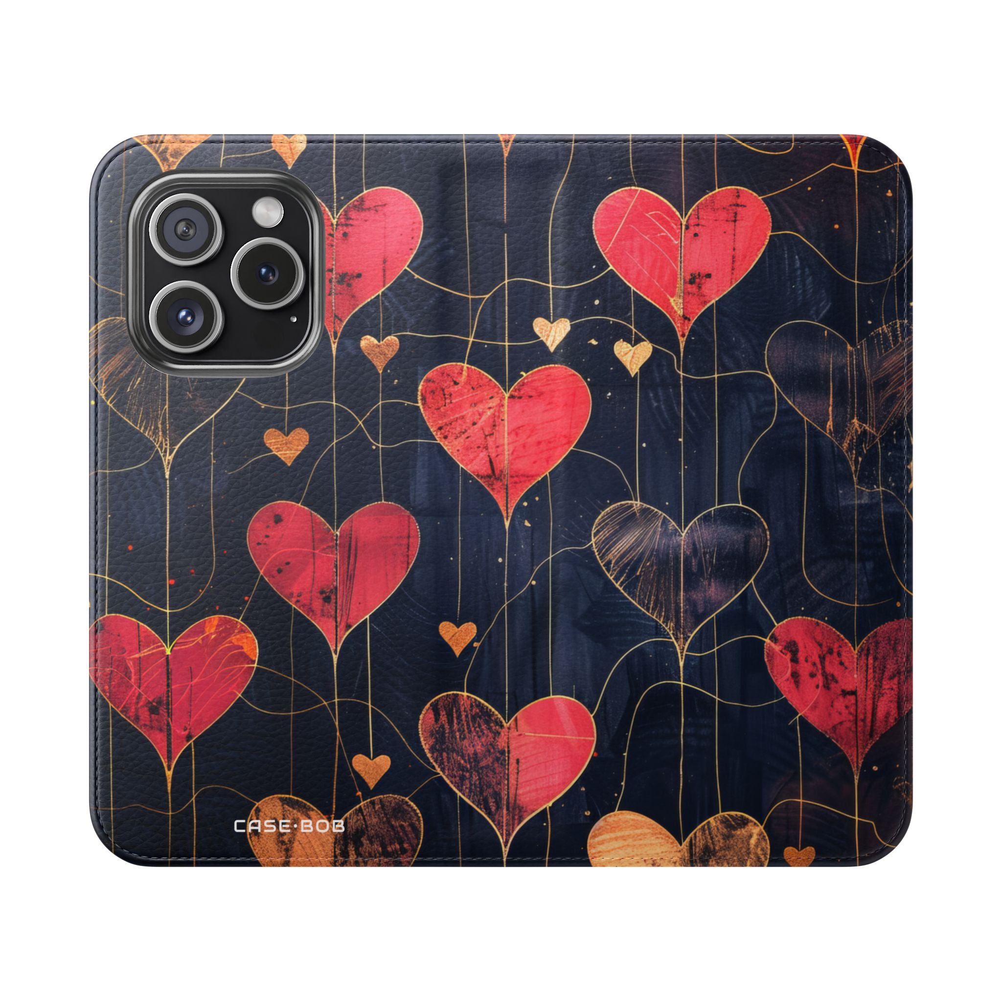 Textured Heart Grid - iPhone 15 Pro Case - Wallet