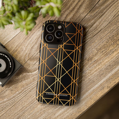 Golden Geometric Elegance iPhone 16 - Tough Phone Case