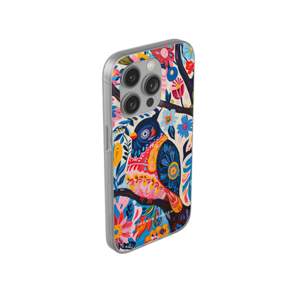 Whimsical Vintage Owl with Floral Charm iPhone 14 - Flexi Phone Case