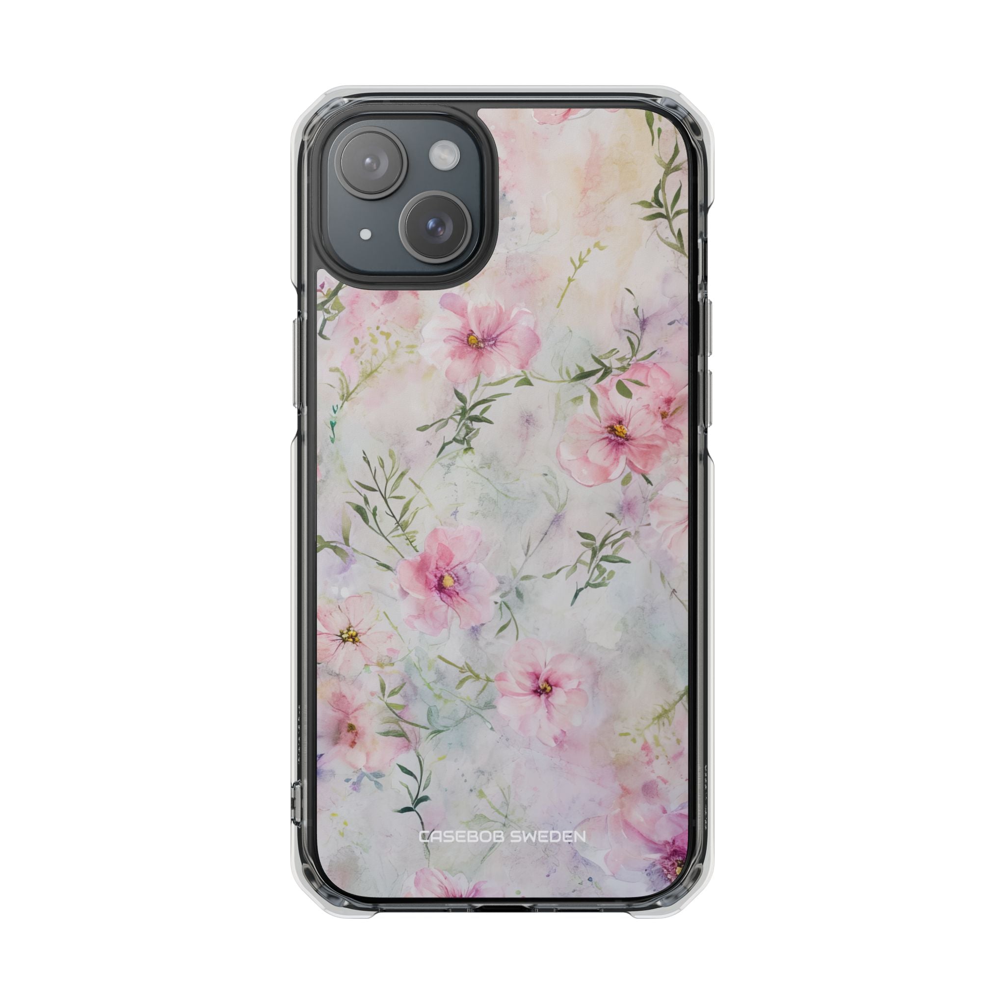 Pink Floral Watercolor Decor - Clear Impact iPhone 15 Phone Case