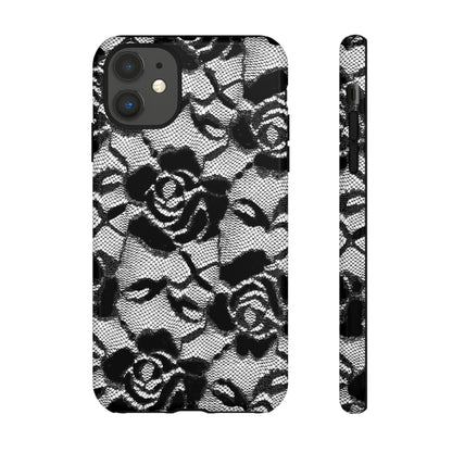 Black Rose Lace Gothic Flower - Protective Phone Case