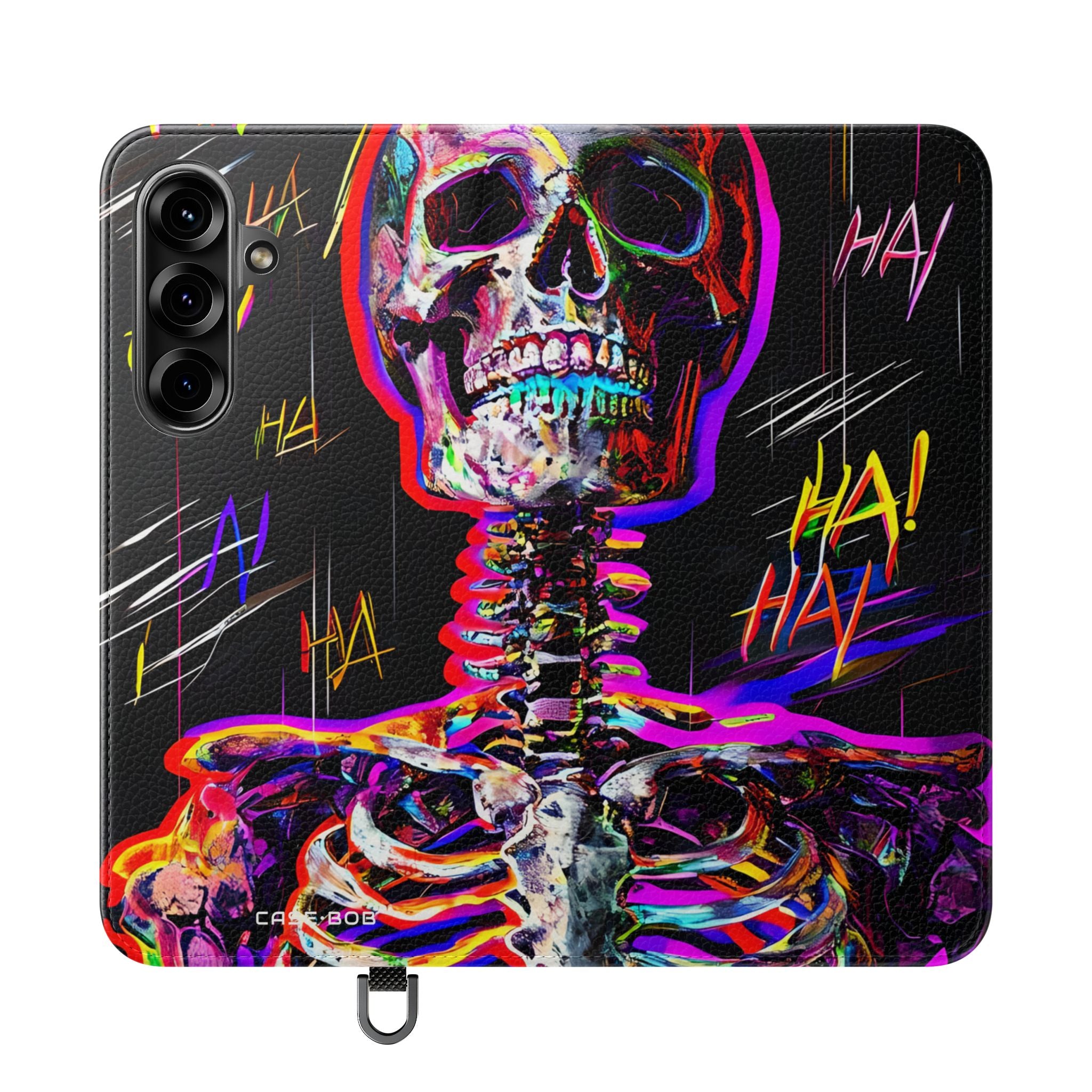 Neon Skeleton Laughter - Samsung S25+ Case - Wallet
