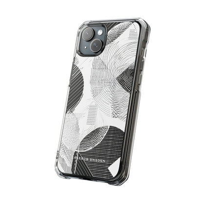 Geometric Monochrome Flow iPhone 15 - Clear Impact Phone Case