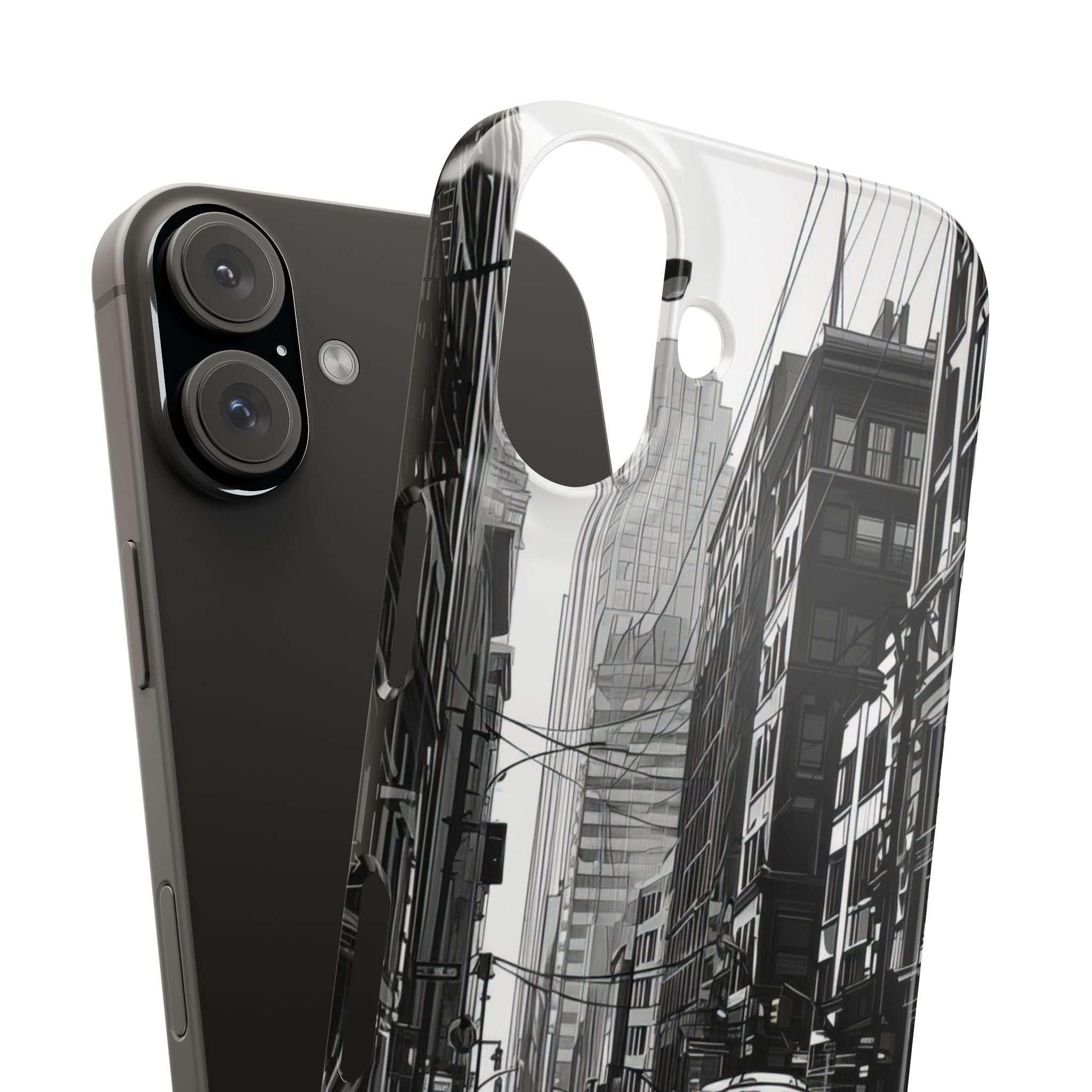 Urban Cityscape Line Perspective iPhone 16 - Slim Phone Case