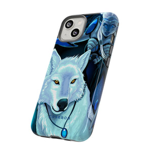 Elf with white wolf - Protective Phone Case