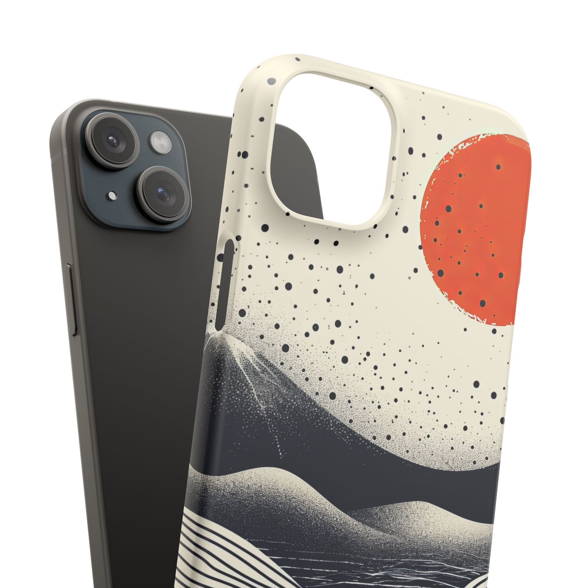 Red Sun Over Flowing Horizons iPhone 15 - Slim Phone Case