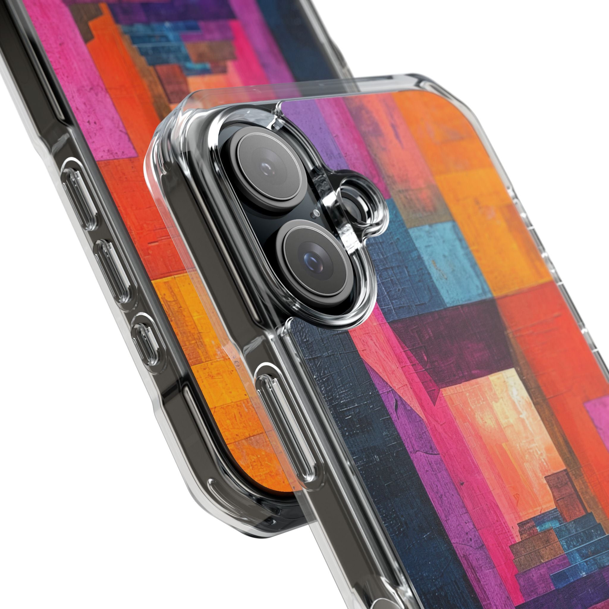 Pink Orange Geometry - Clear Impact iPhone 16 Phone Case