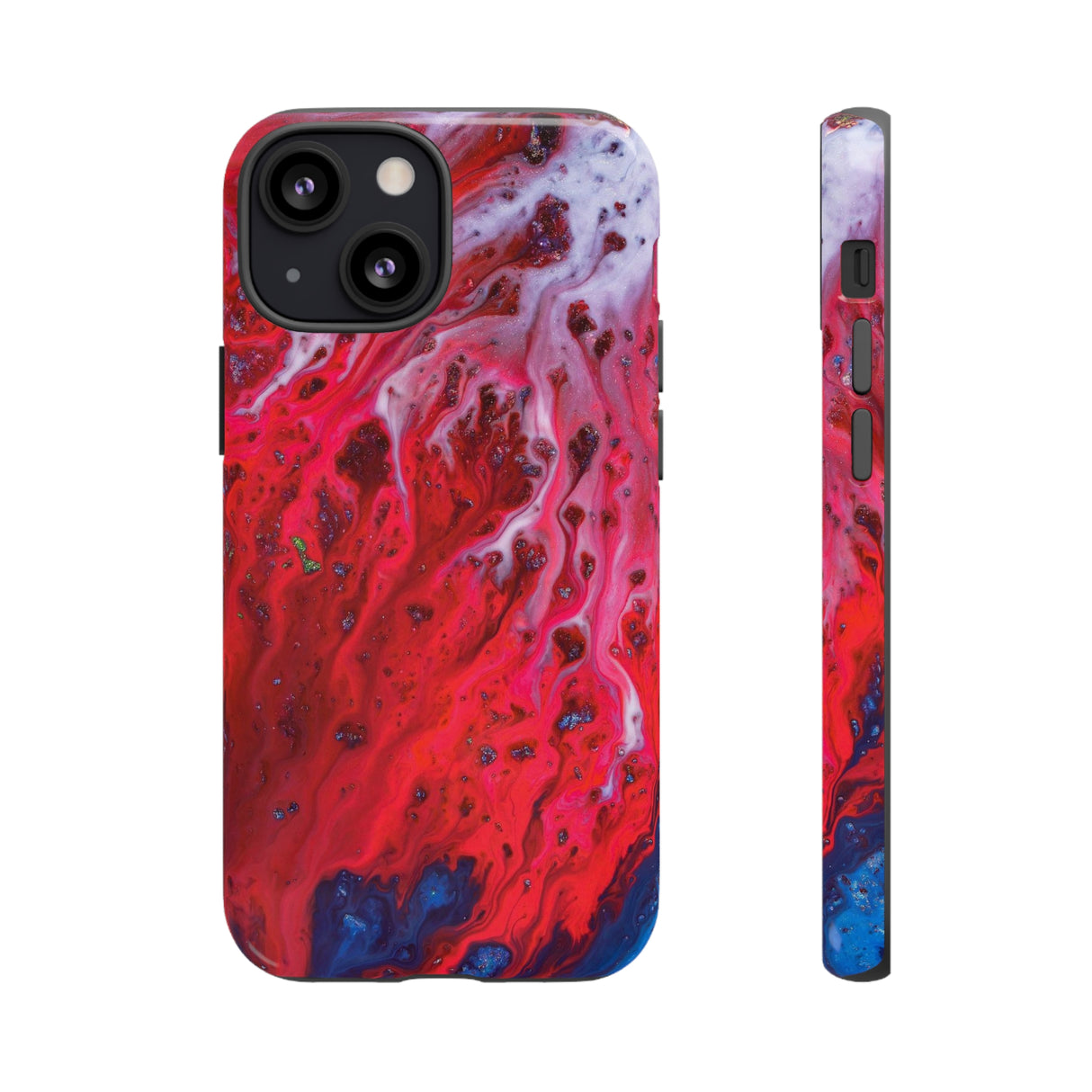 Bright Red Ink Art iPhone Case (Protective) iPhone 13 Mini Glossy Phone Case