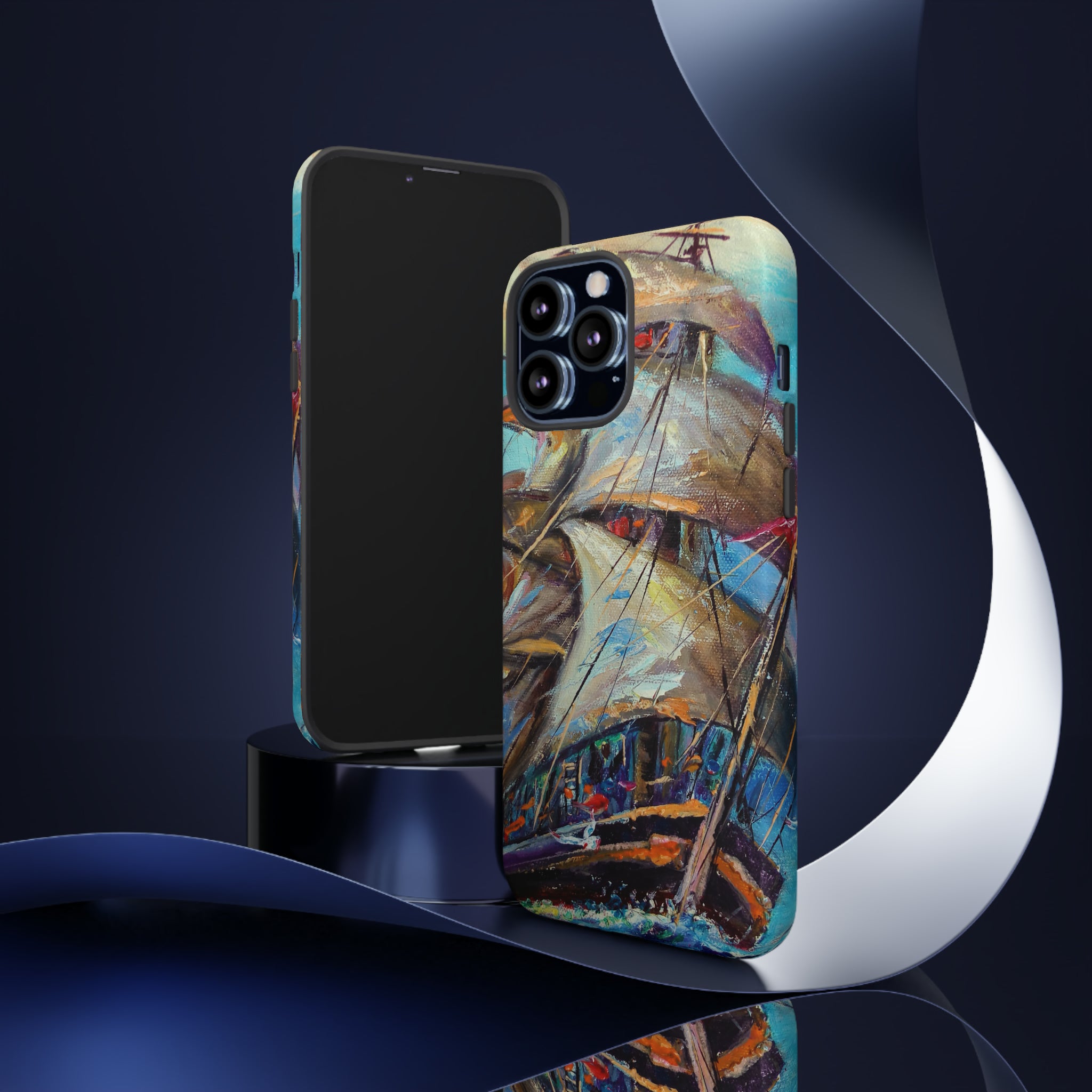 Oil painting - Sailboat - Protective Phone Case