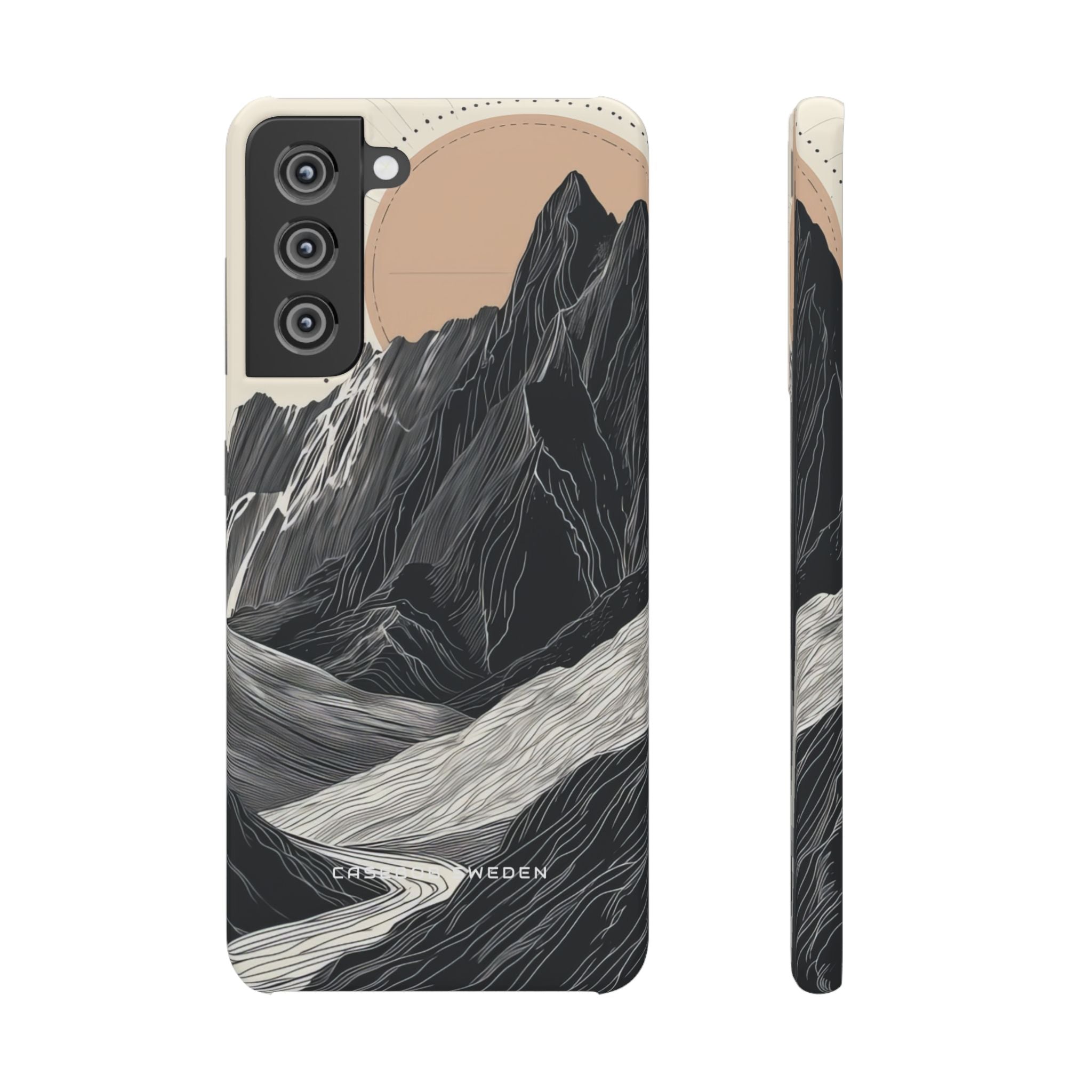 Minimalist Mountain Landscape with Flowing River Samsung S21 - Slim Phone Case