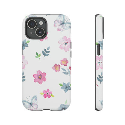 Vintage flowers and butterflies iPhone case - Protective Phone Case