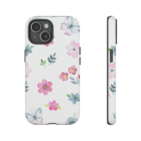 Vintage flowers and butterflies iPhone case (Protective) - Protective Phone Case