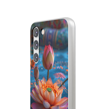 Vibrant Lotus Embroidery - Flexi Samsung S23 Phone Case