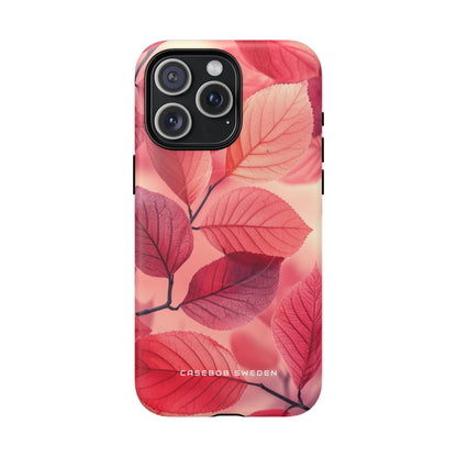 Elegant Pink Leaves iPhone 15 | Tough+ Phone Case