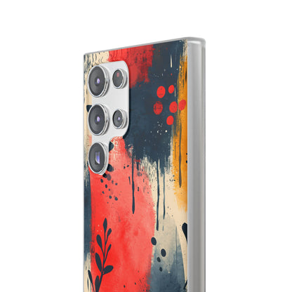 Red Blue Abstract Florals - Flexi Samsung S23 Phone Case