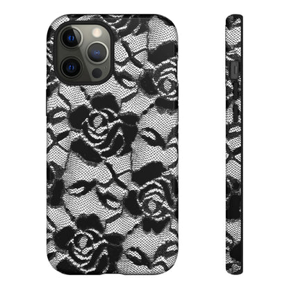 Black Rose Lace Gothic Flower - Protective Phone Case