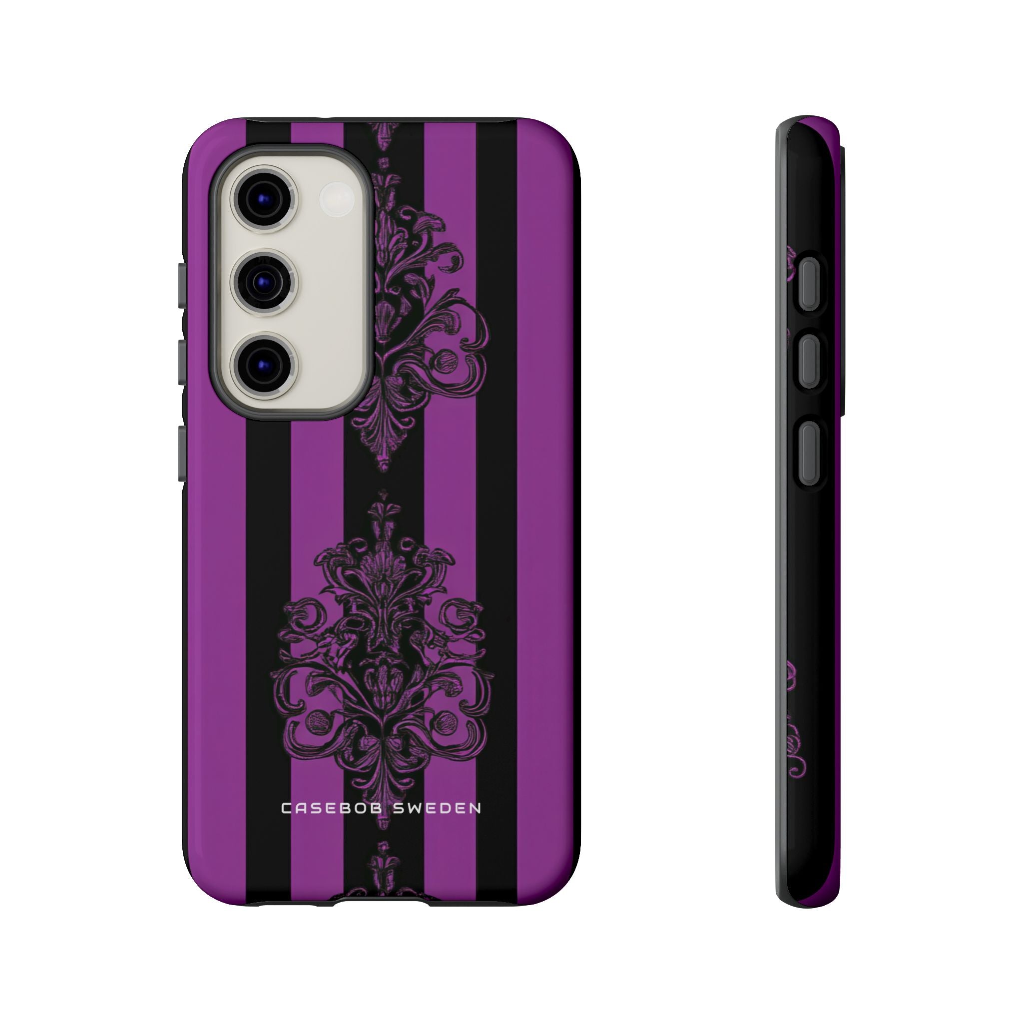 Gotische Eleganz mit vertikalen Streifen und Ornamentmotiven Samsung S23 - Robuste Handyhülle