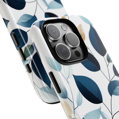 Navy Veined Leaves iPhone 16 Pro Case - Tough