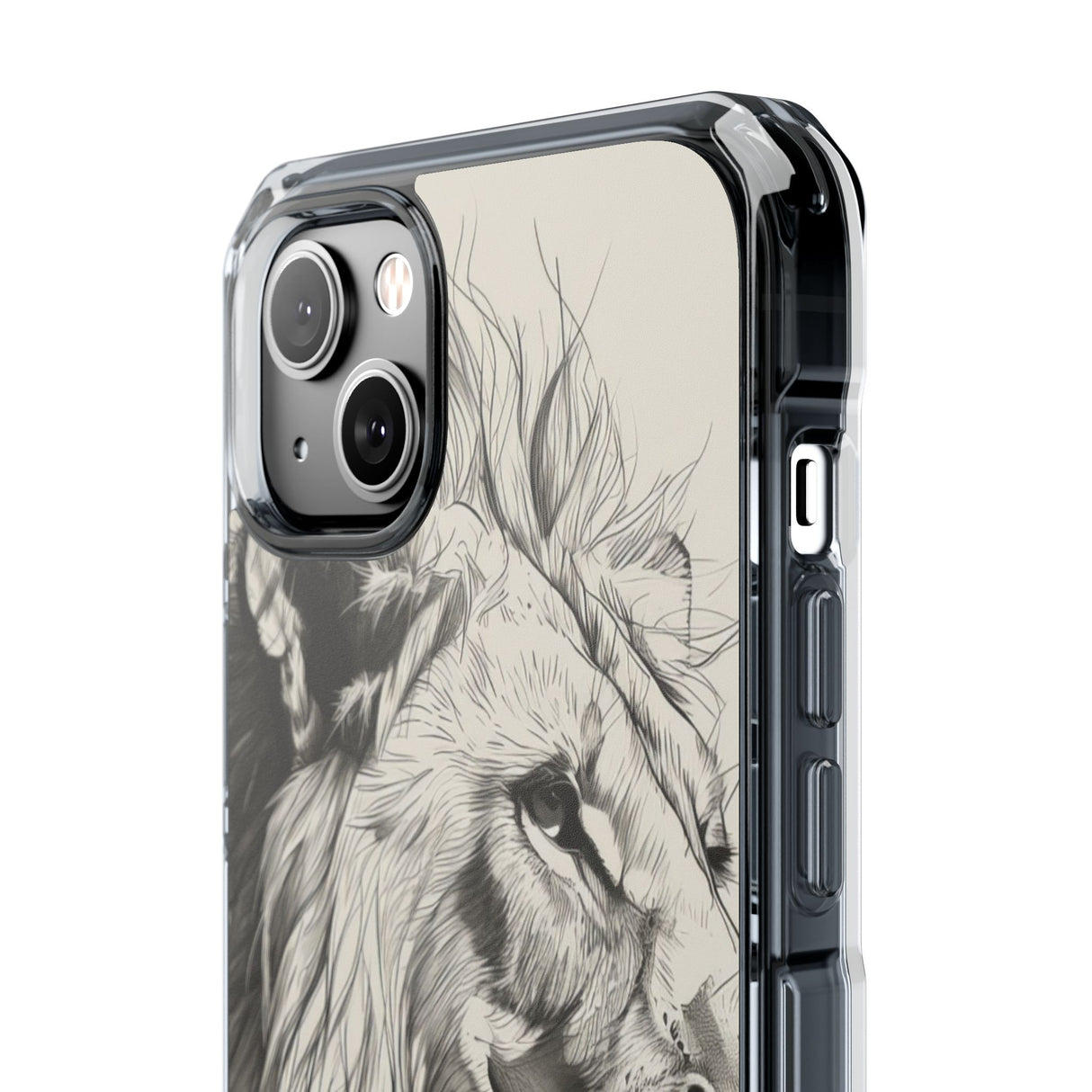 Majestic Linework Lion - Phone Case for iPhone (Clear Impact - Magnetic)