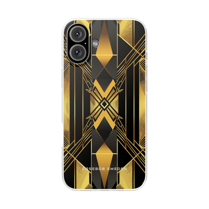 Golden Geometric Elegance iPhone 16 - Flexi Phone Case