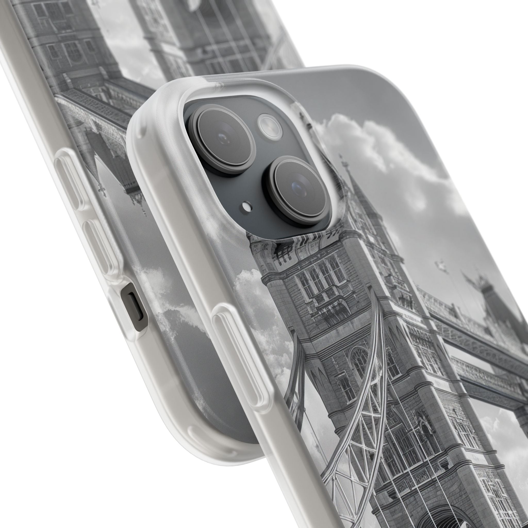 Tower Bridge Monochrome Architecture Study iPhone 15 - Flexi Phone Case