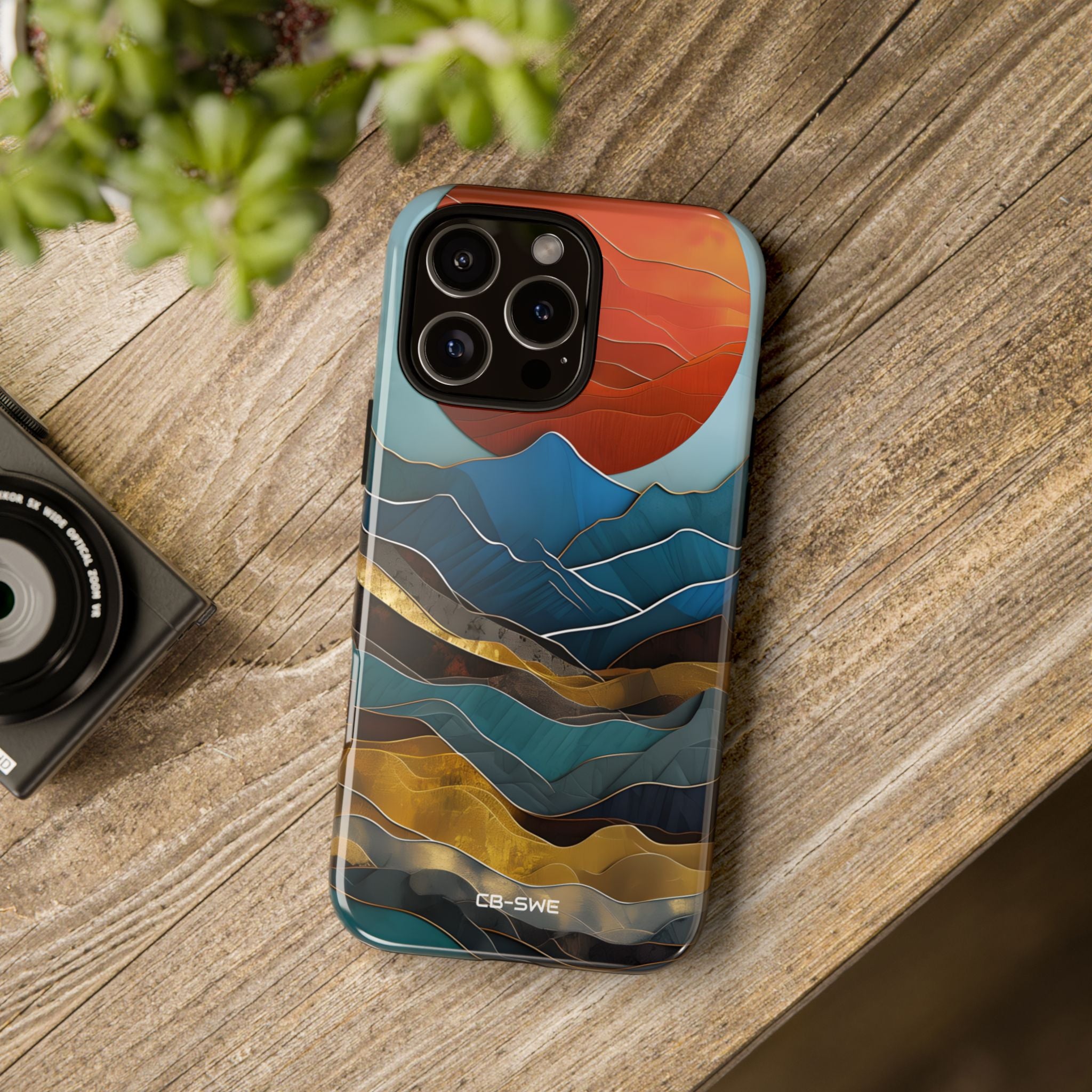 Sunset Geometry Waves - iPhone Case