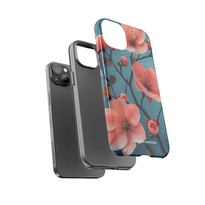 Teal Coral Blossom - Tough iPhone 14 Phone Case