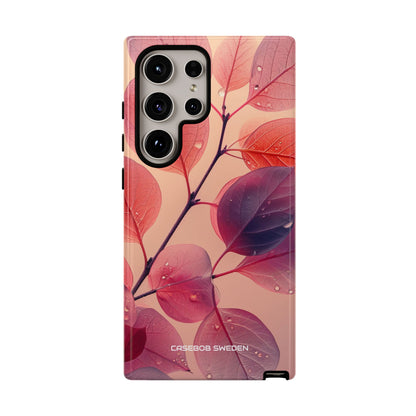 Pink Serenity Leaf Design - Tough Samsung S24 Phone Case