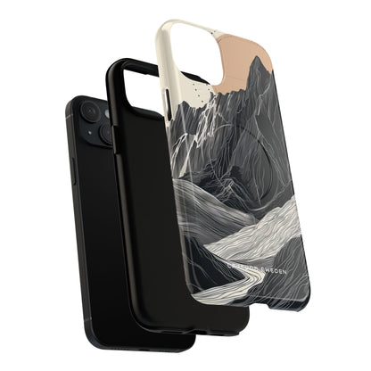 Minimalist Mountain Landscape with Flowing River iPhone 15  Tough+ Phone Case